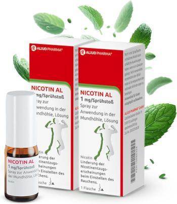 Zu sehen ist das Beitragsbild 1 zum Beitrag mit dem Thema: ALIUD PHARMA Nicotin AL 1 mg Sprühstoß Spray